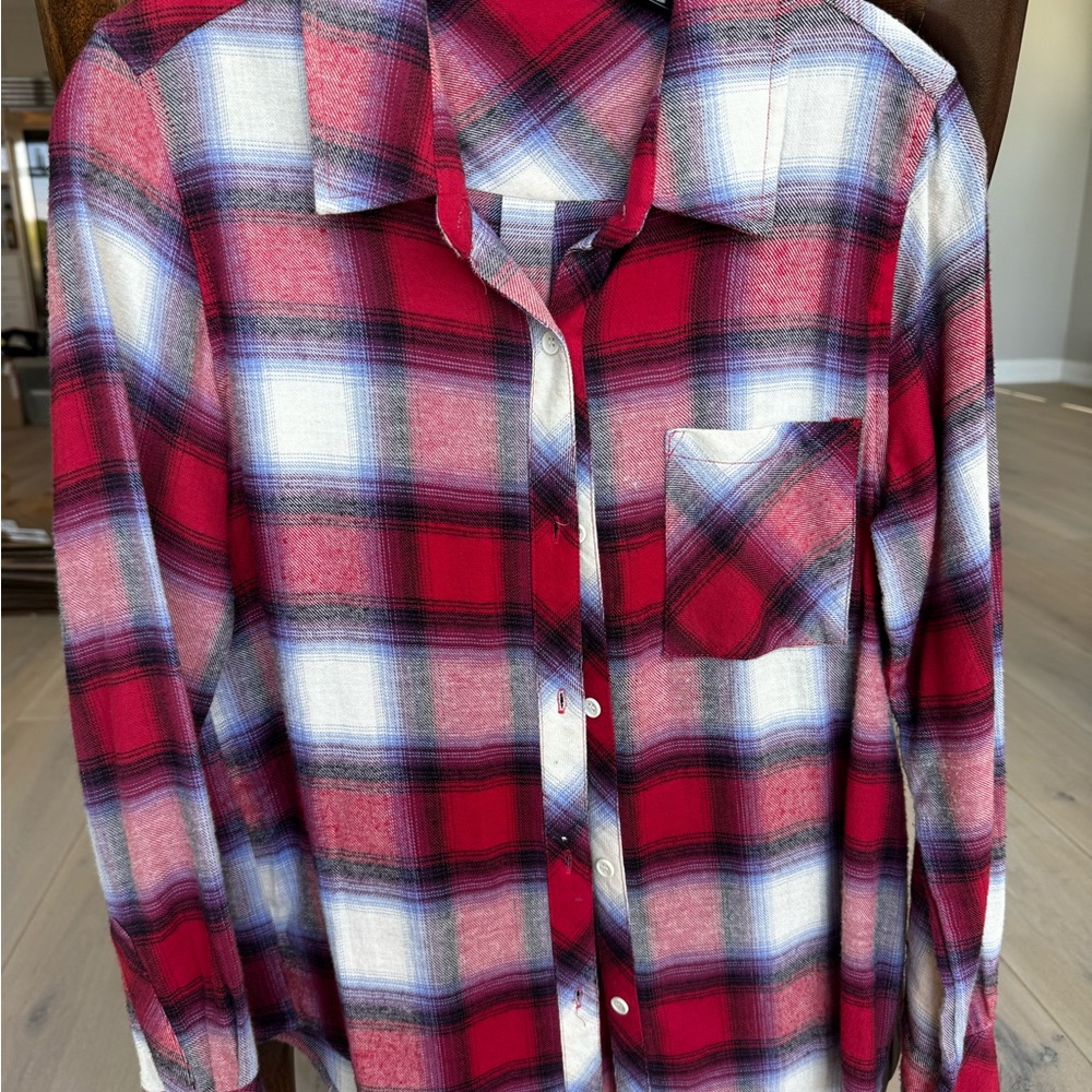 Honey Punch Red Plaid Button Down Shirt
